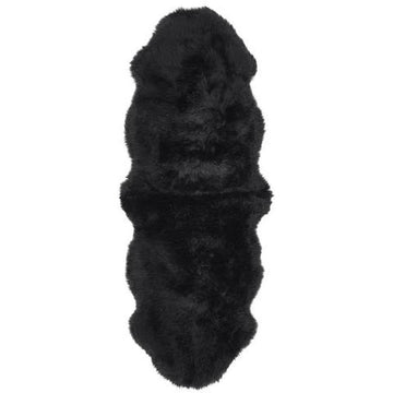 Genuine Luxury Sheepskin Plain Super Soft Long Haired Natural Wool Black Rug-Origins-Rug Love - The Most Loved Rug Store